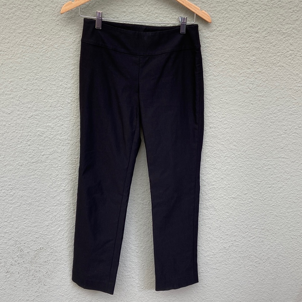 NIC + ZOE 2P Black Wonderstretch pull-on straight leg trousers